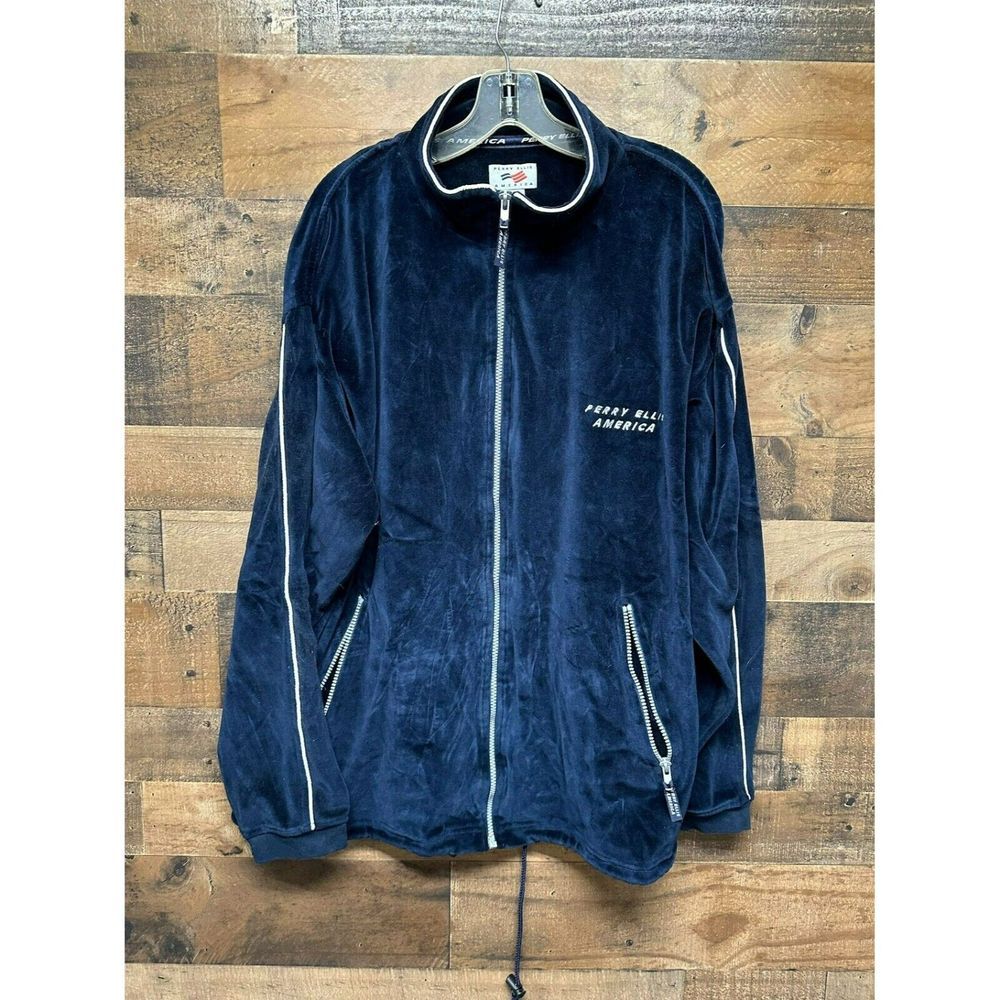 Perry Ellis America Men's Velvet Zip‎ Up Jacket Size Large
